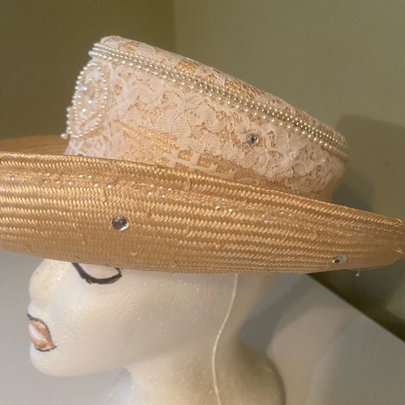 Beautiful Sonni of S F Natural Straw Church Dress Hat - Picture 2 of 8